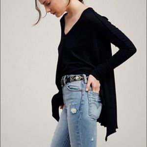 Free People Black Thermal Top XS